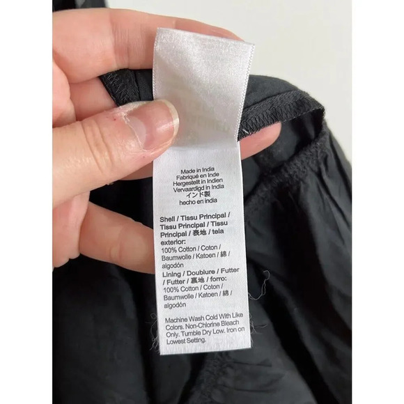 J. Crew Ruffle Sleeve Voile Dress Black Cotton V-Neck A-Line Plus Size XXL Women - Picture 8 of 9